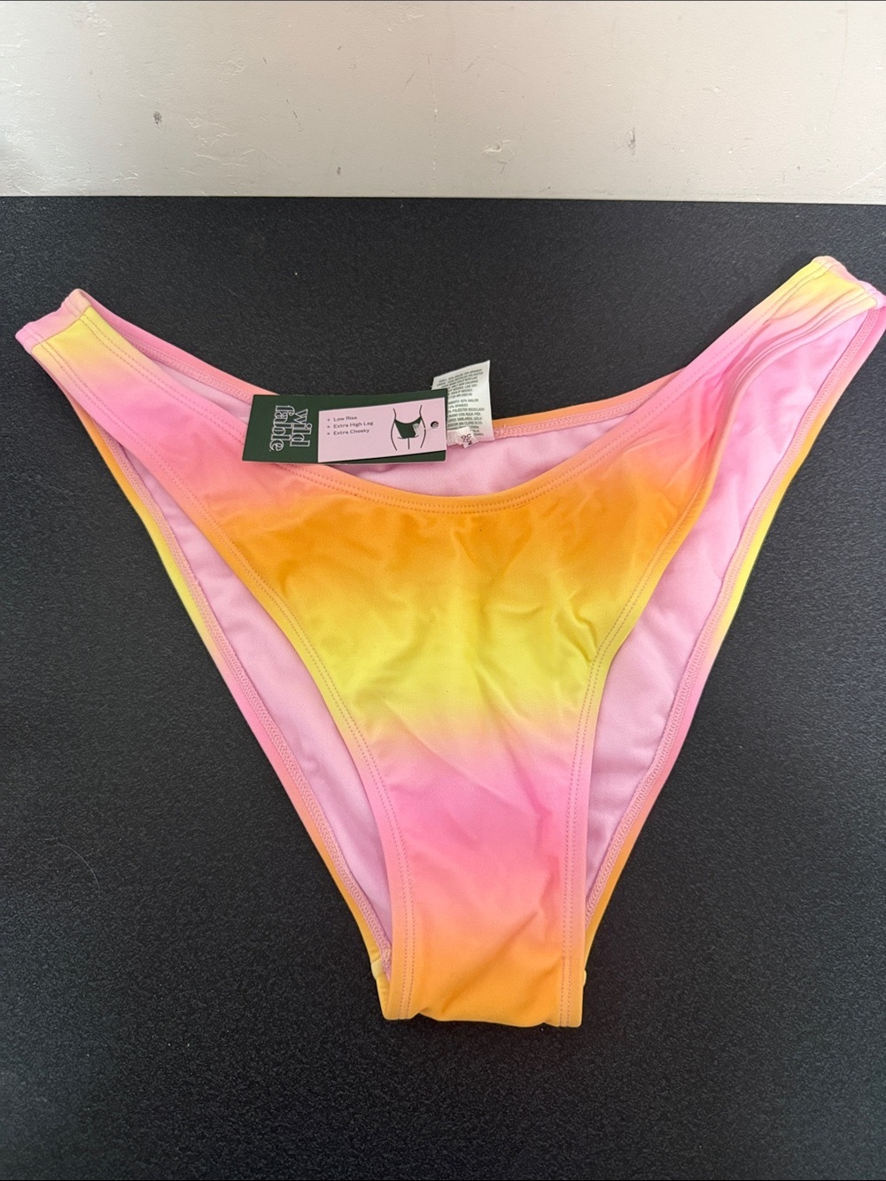 wild fable Pink and Yellow Ombre High-Cut Swim Bottom